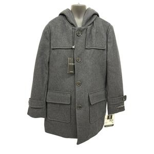 NWT Ralph Lauren Boys Sz 8R Wool Blend Hooded Peacoat Charcoal